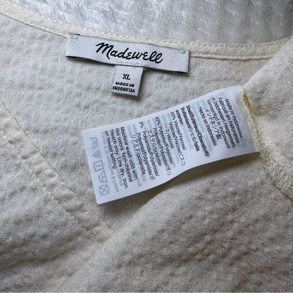 Madewell V-Neck Buttondown Blouse Top Shirt in Cream Off White Size XL - Picture 6 of 7